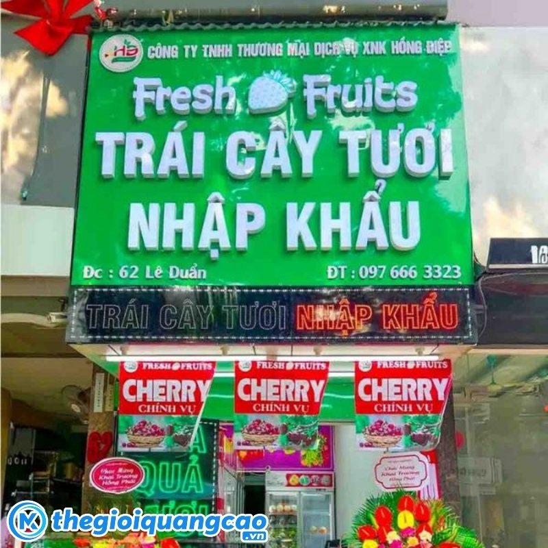 Mẫu bảng hiệu cửa h&agrave;ng tr&aacute;i c&acirc;y nhập khẩu