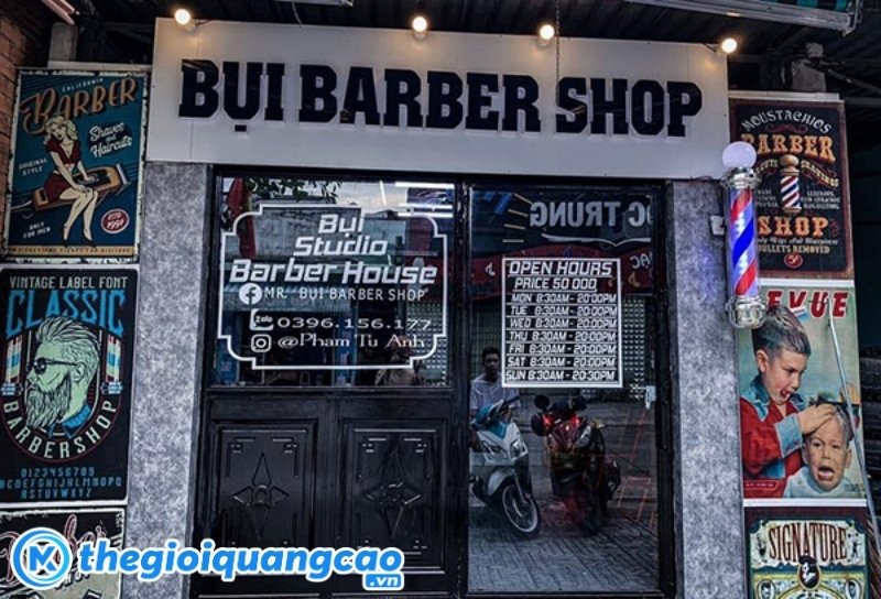 Mẫu bảng hiệu barber shop bụi