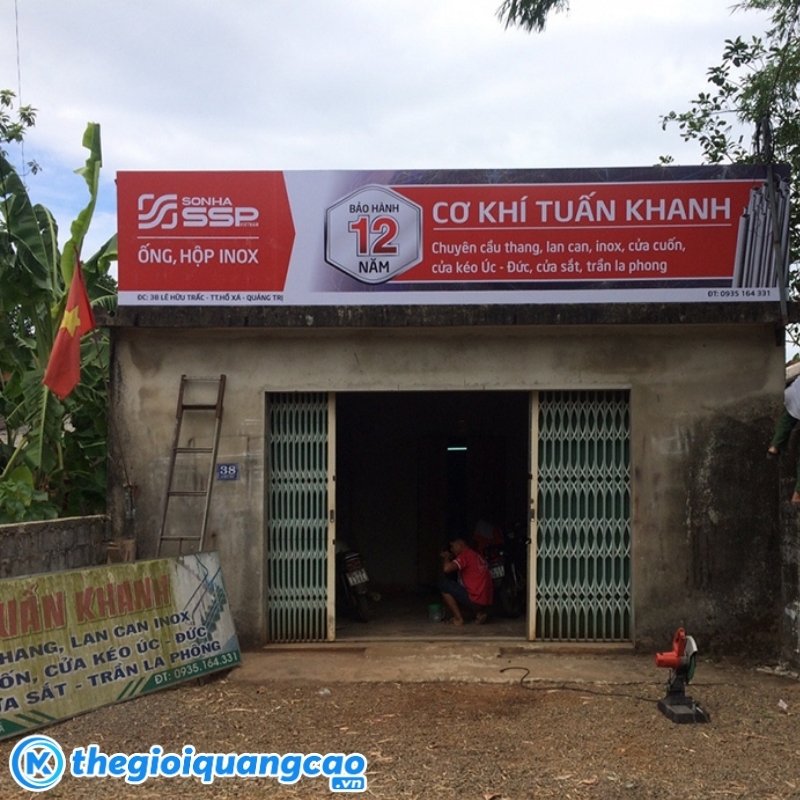 Mẫu bảng hiệu tiệm cơ kh&iacute; nhỏ