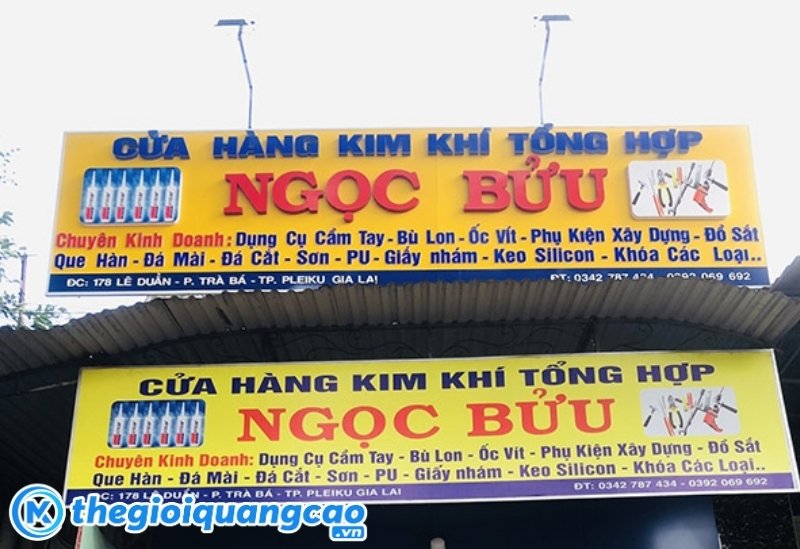 Mẫu bảng hiệu cửa h&agrave;ng kim kh&iacute; tổng hợp Ngọc Bửu