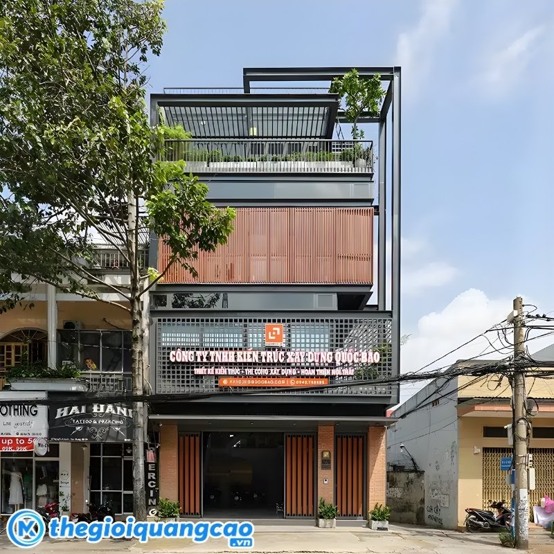 Mẫu bảng hiệu c&ocirc;ng ty x&acirc;y dựng Quốc Bảo