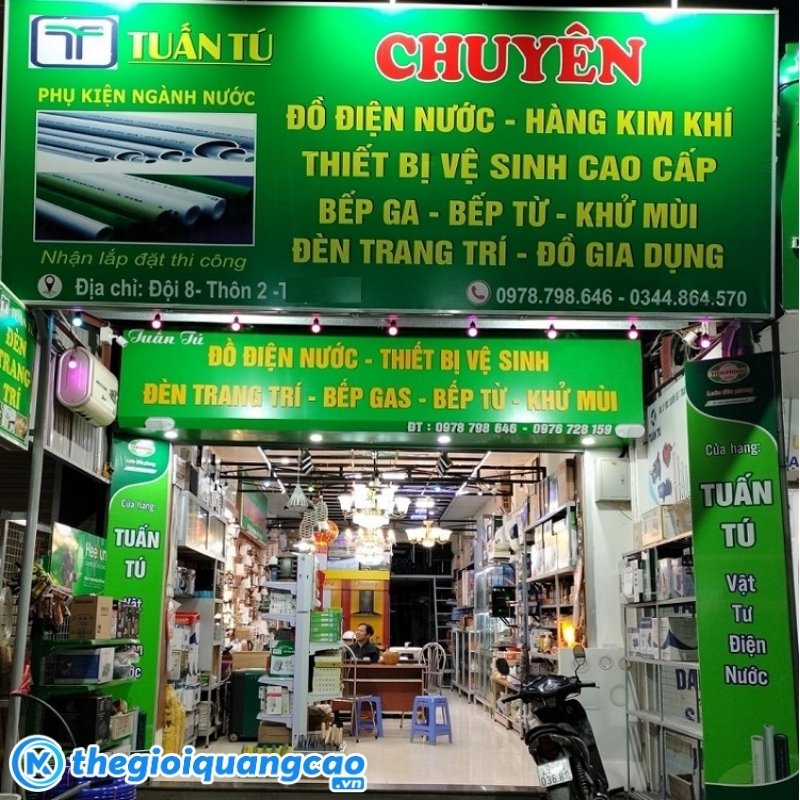 Mẫu bảng hiệu cửa h&agrave;ng điện nước, kim kh&iacute; Tuấn T&uacute;