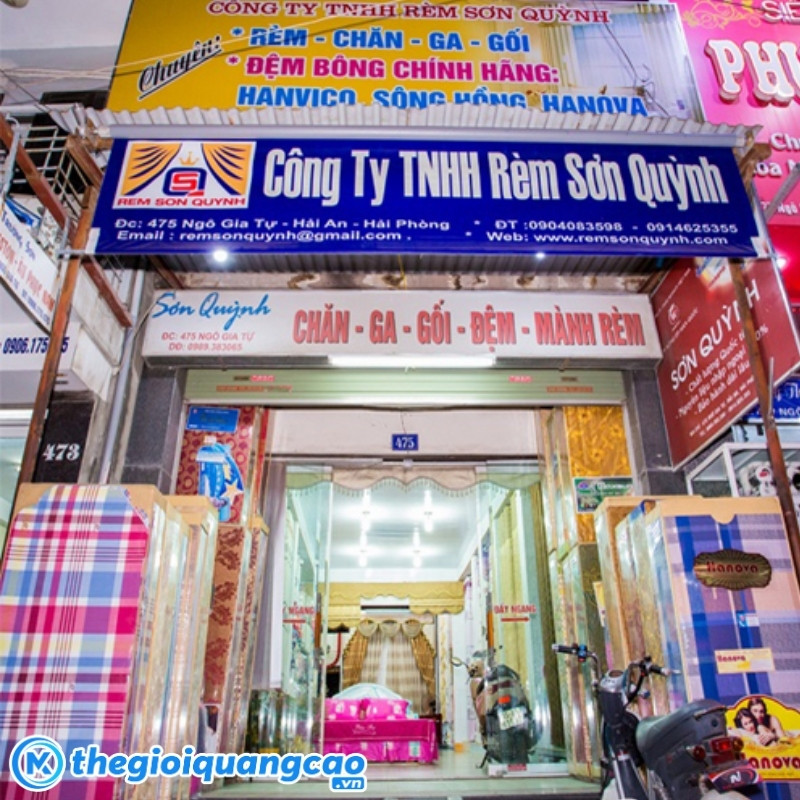 Mẫu bảng hiệu c&ocirc;ng ty tnhh r&egrave;m cửa sơn quỳnh