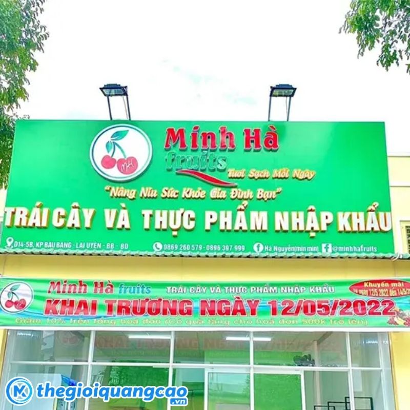 Mẫu bảng hiệu cửa h&agrave;ng tr&aacute;i c&acirc;y v&agrave; thực phẩm nhập khẩu