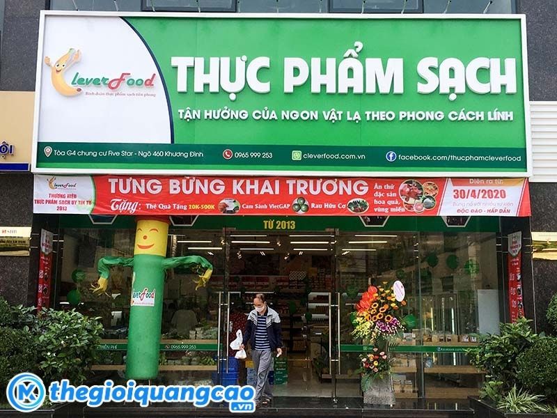 Mẫu bảng hiệu cửa h&agrave;ng thực phẩm sạch