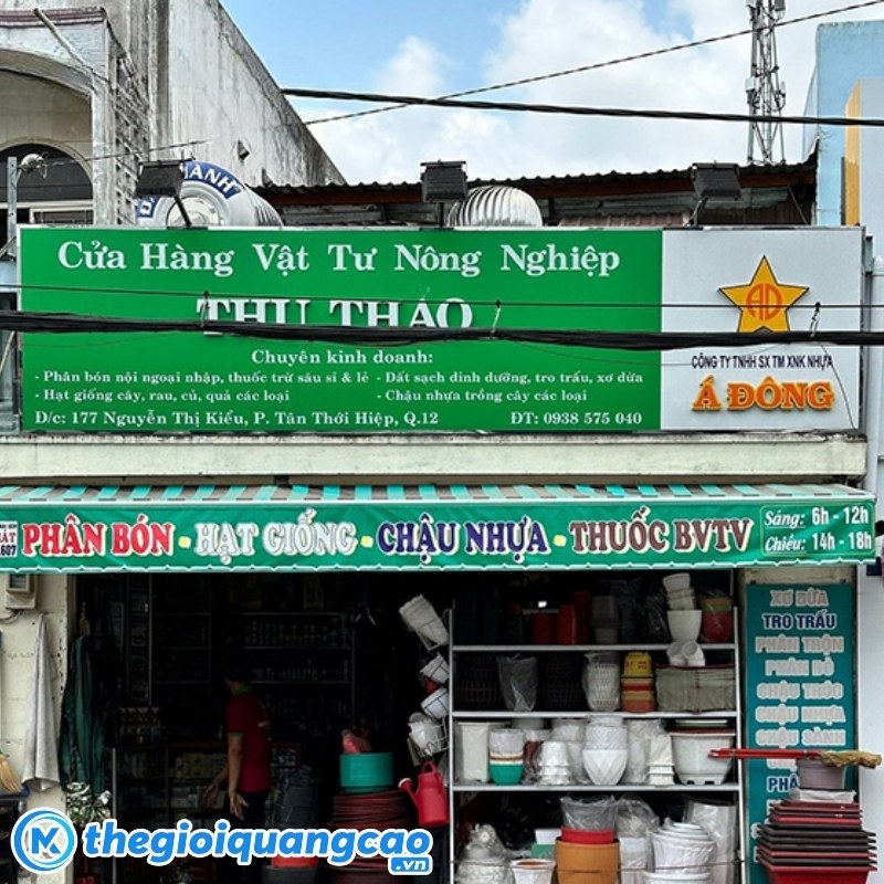 Mẫu bảng hiệu cửa h&agrave;ng vật tư n&ocirc;ng nghiệp Thu Thảo