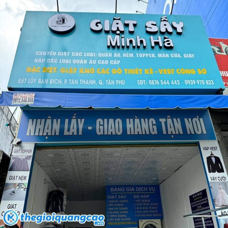 Mẫu bảng hiệu giặt sấy Minh H&agrave;
