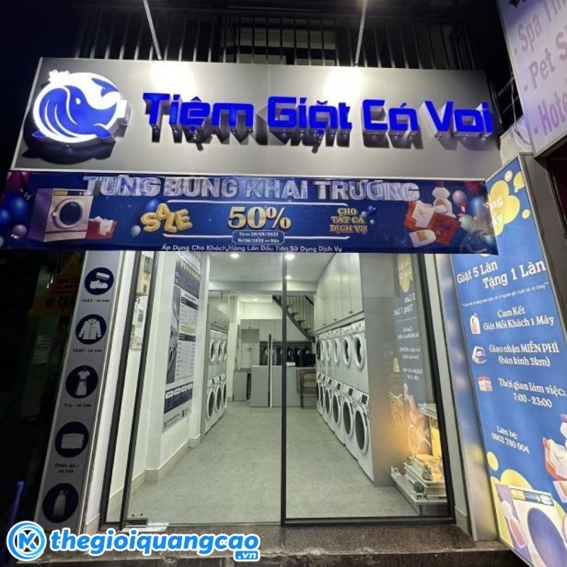 Mẫu bảng hiệu tiệm giặt C&aacute; Voi