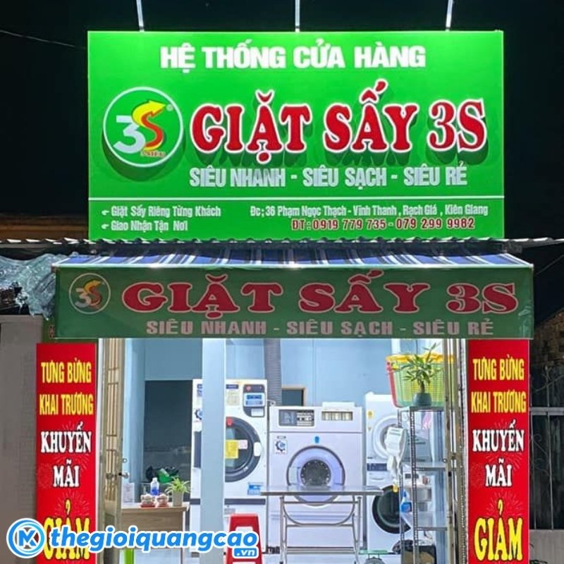 Thiết kế bảng hiệu giặt sấy 3S theo y&ecirc;u cầu