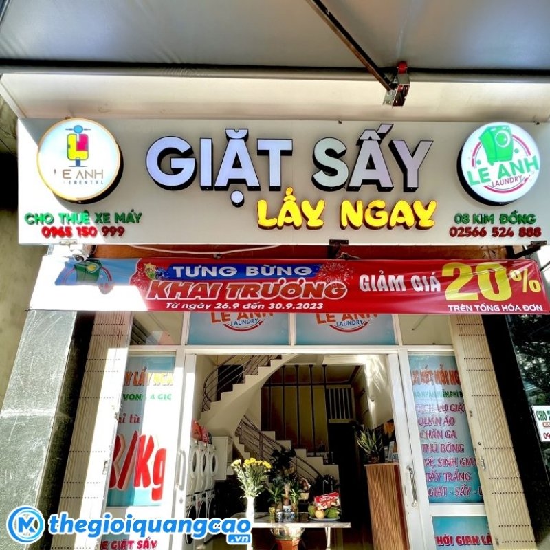 Bảng hiệu giặt sấy, giặt ủi b&igrave;nh d&acirc;n