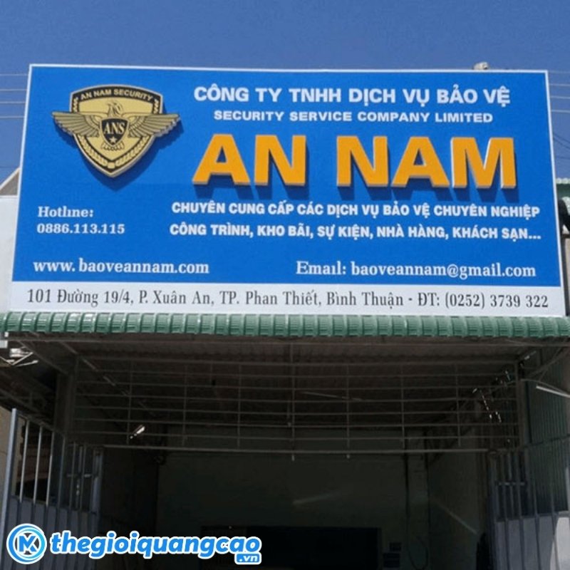 Mẫu bảng hiệu m&agrave;u xanh dương cho c&ocirc;ng ty bảo vệ
