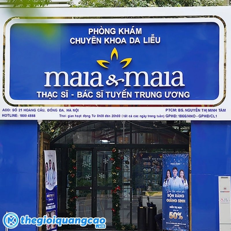 Thi c&ocirc;ng bảng hiệu quảng c&aacute;o m&agrave;u xanh dương gi&aacute; rẻ trọn g&oacute;i c&oacute; tại Thế Giới Quảng C&aacute;o