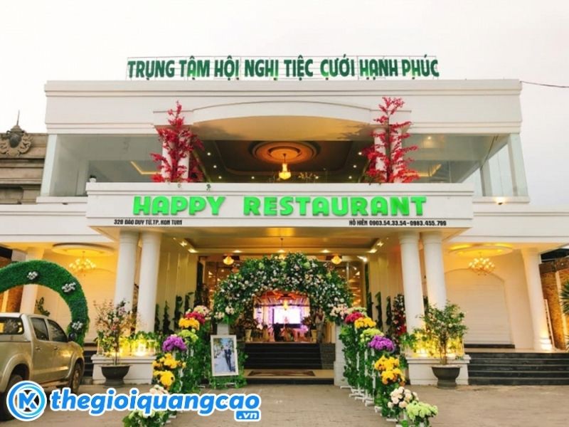 Mẫu bảng hiệu trung t&acirc;m hội nghị tiệc cưới Hạnh Ph&uacute;c