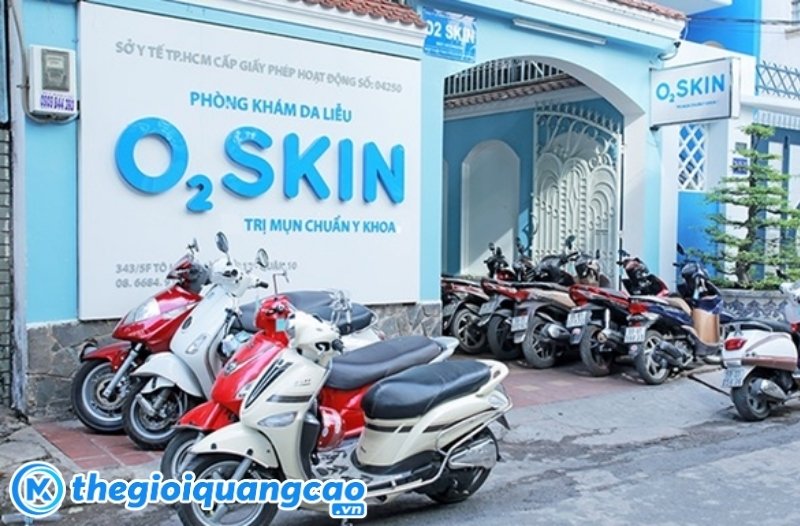 Mẫu bảng hiệu ph&ograve;ng kh&aacute;m da liễu O2 Skin