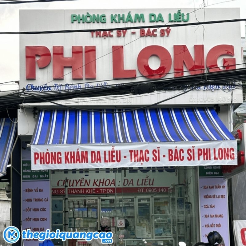 Bảng hiệu ph&ograve;ng kh&aacute;m da liễu mặt dựng Alu chữ nổi Mica