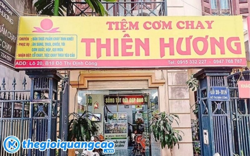 Bảng hiệu quán cơm chay thiên hương bạt hiflex