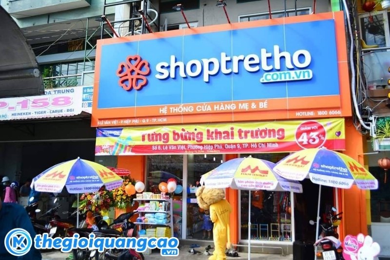 Mẫu bảng hiệu mẹ v&agrave; b&eacute; thương hiệu Shoptretho