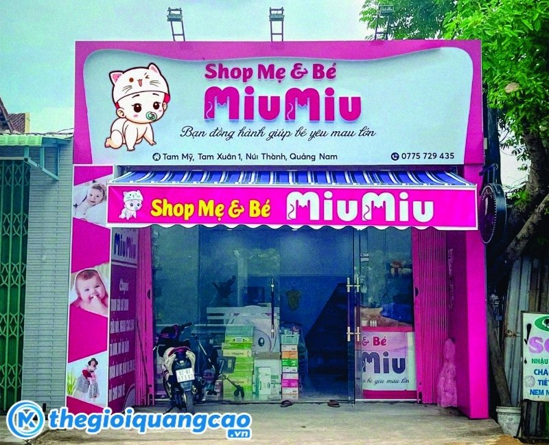Mẫu bảng hiệu shop mẹ v&agrave; b&eacute; MiuMiu