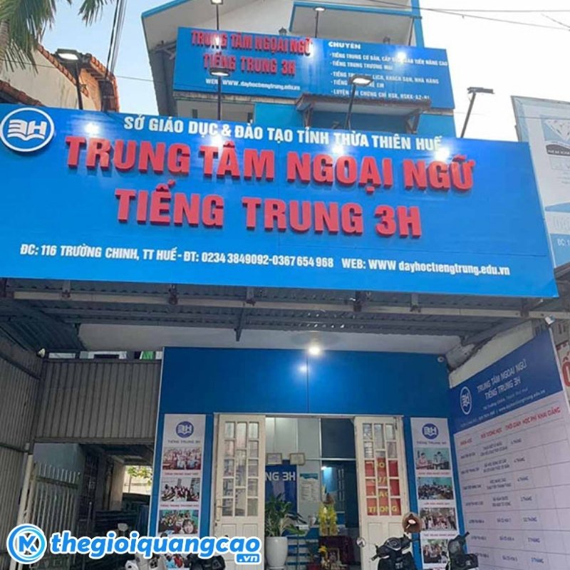 Mẫu bảng hiệu trung t&acirc;m ngoại ngữ tiếng trung 3H