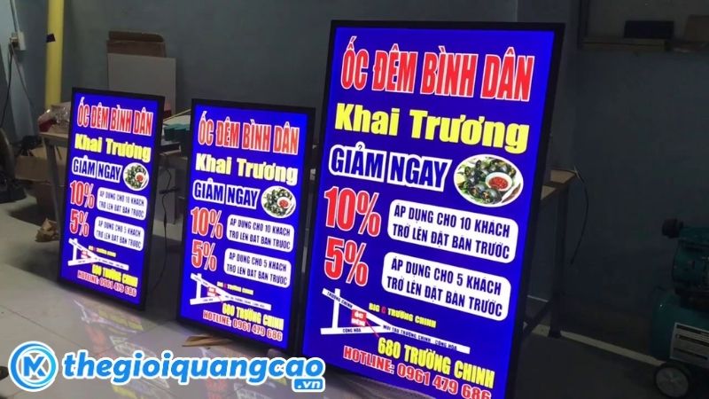 Làm bảng hiệu hộp đèn led siêu mỏng giá rẻ