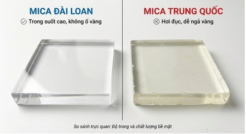 Ph&acirc;n biệt chất liệu mica đ&agrave;i loan v&agrave; mica trung quốc