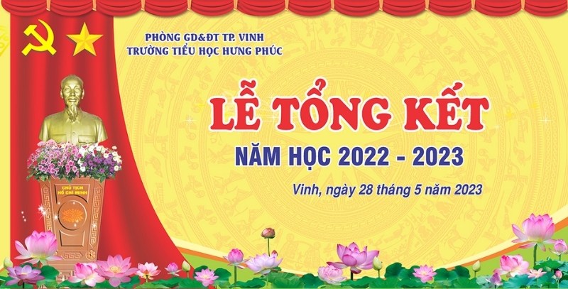 Mẫu backdrop tổng kết năm học trường tiểu học