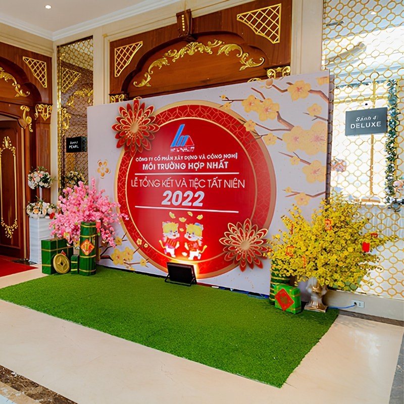 Backdrop lễ tổng kết in bạt hiflex