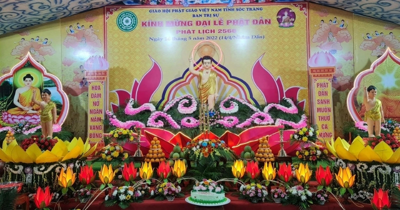 Backdrop phật đản in PP bồi Formex