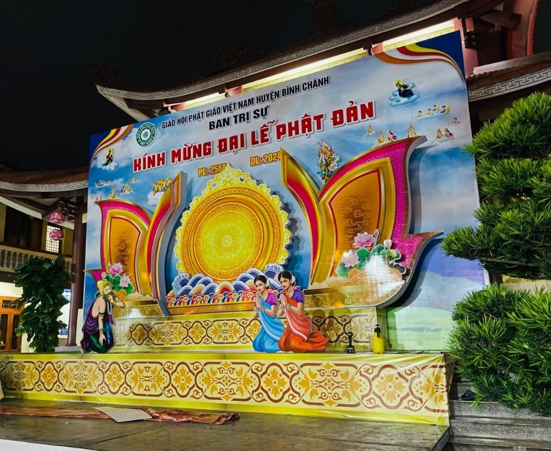 Thi c&ocirc;ng backdrop phật đản uy t&iacute;n, chất lượng tại TPHCM