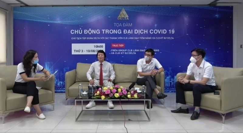 Mẫu ph&ocirc;ng nền talkshow chủ đề chủ động trong đại dịch covid 19