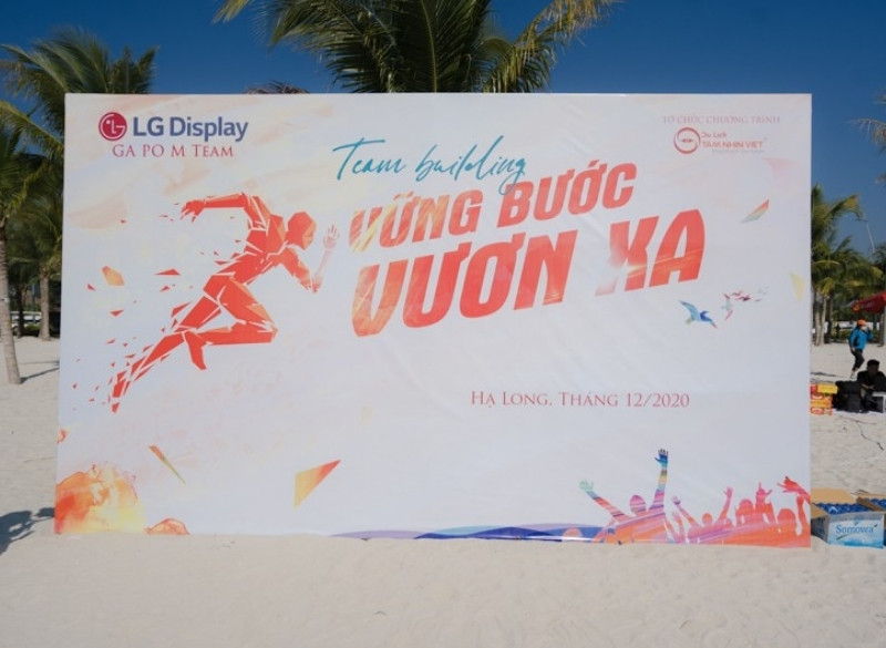 Mẫu backdrop team building c&ocirc;ng ty LG Display
