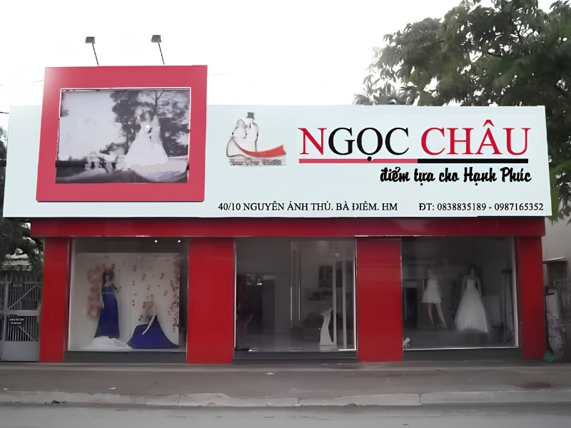 Mẫu bảng hiệu tiệm &aacute;o cưới Ngọc Ch&acirc;u