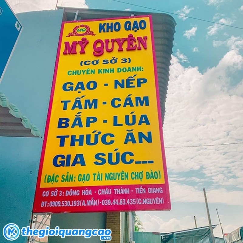 Mẫu bảng hiệu kho gạo Mỹ Quy&ecirc;n