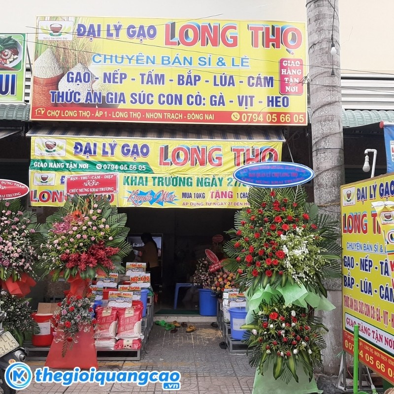 Mẫu bảng hiệu đại l&yacute; gạo Long Thọ
