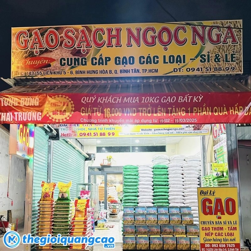 Mẫu bảng hiệu b&aacute;n gạo sạch Ngọc Nga