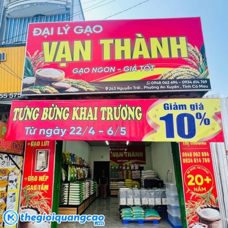Mẫu bảng hiệu đại l&yacute; gạo Vạn Th&agrave;nh