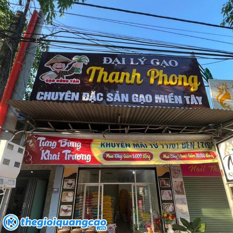 Mẫu bảng hiệu đại l&yacute; gạo Thanh Phong