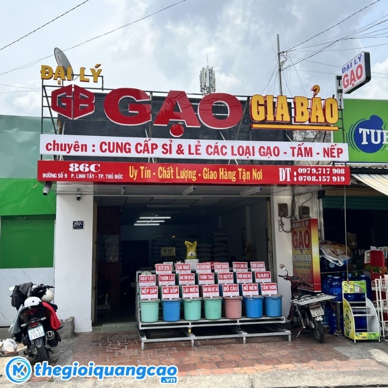 Mẫu bảng hiệu b&aacute;n gạo chữ nổi