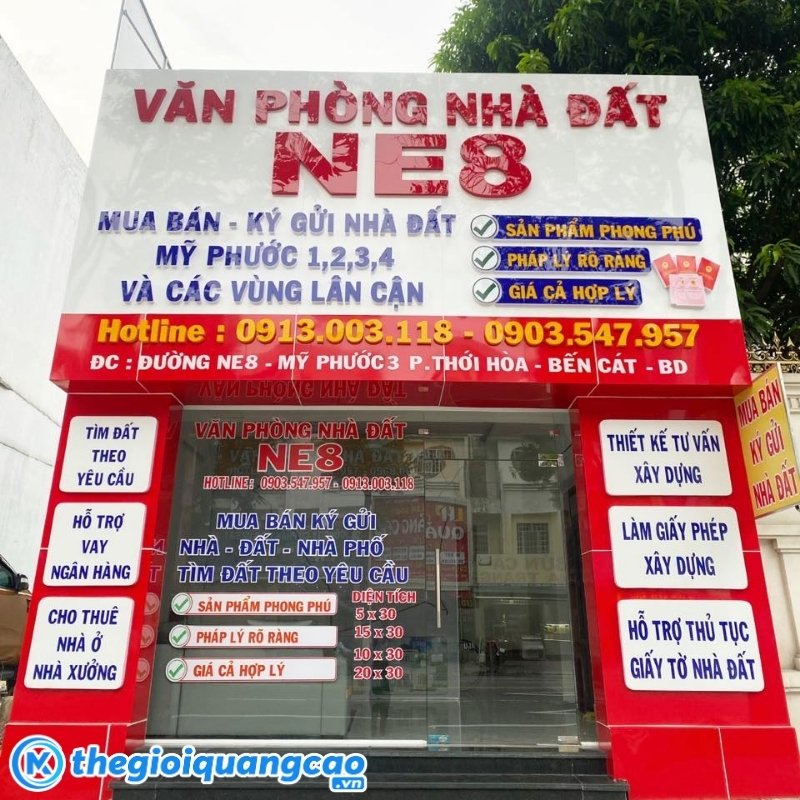 Mẫu bảng hiệu văn ph&ograve;ng nh&agrave; đất NE8