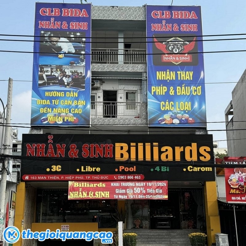 Mẫu bảng hiệu bida Nhẫn Sinh