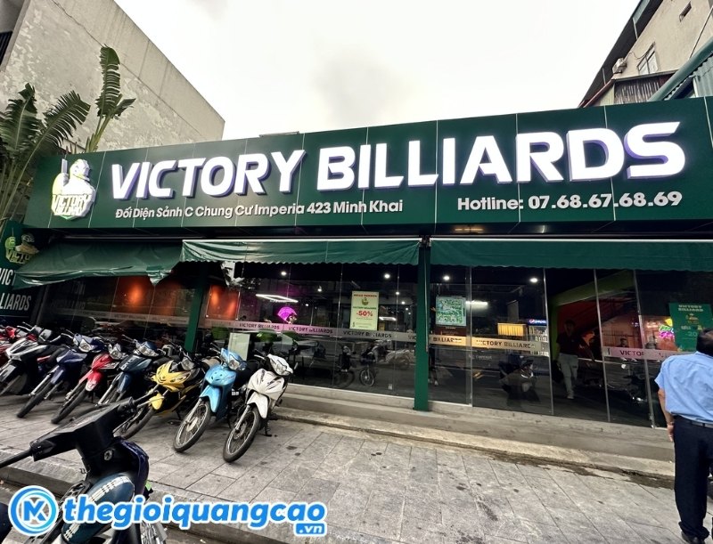 Bảng hiệu bida mặt dụng ALu chữ nổi Mica