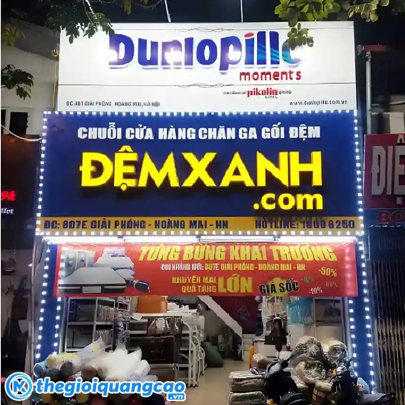 Mẫu bảng hiệu chuỗi cửa h&agrave;ng chăn ga gối đệm
