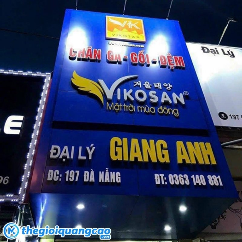 Bảng hiệu chăn ga gối đệm mặt dụng ALu chữ nổi Mica