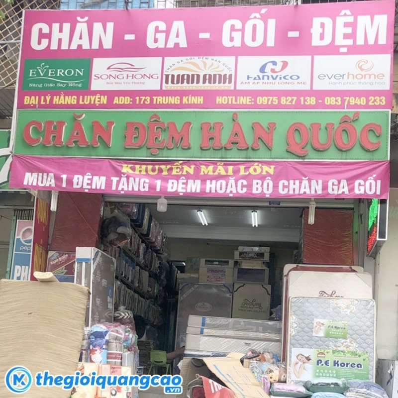 Bảng hiệu chăn ga gối đệm in bạt Hiflex