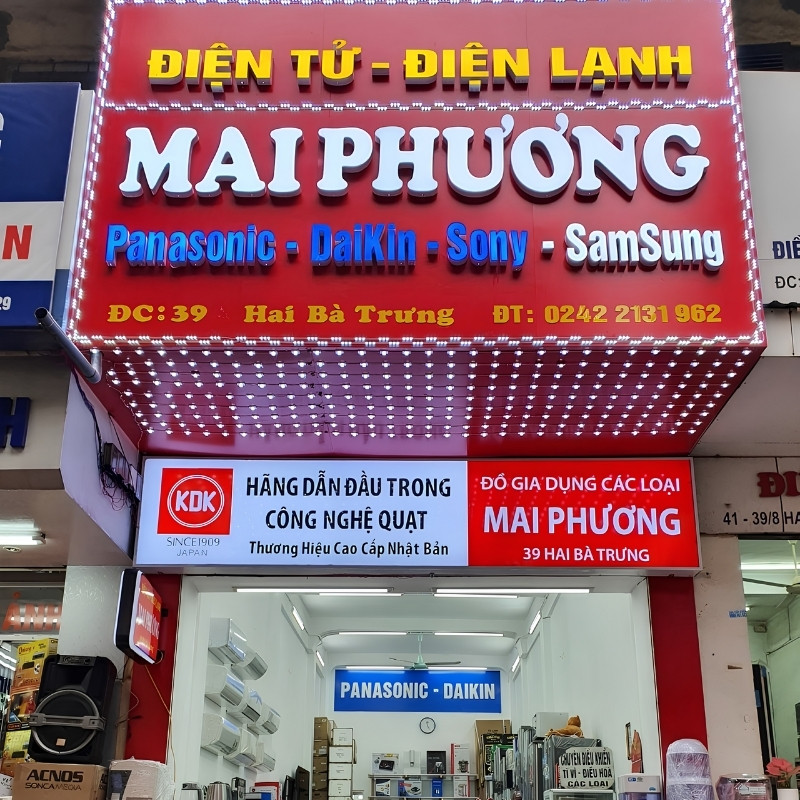 Bảng hiệu điện lạnh mặt dựng Alu chữ nổi Mica