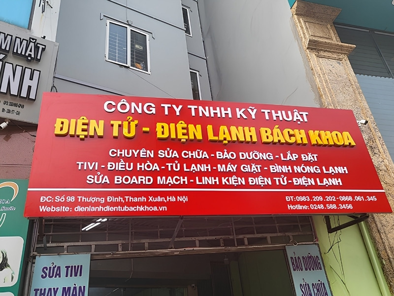 Mẫu bảng hiệu điện lạnh, điện tử B&aacute;ch Khoa