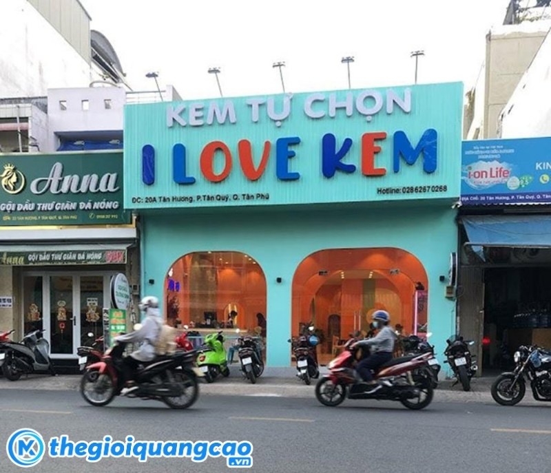 Mẫu bảng hiệu kem tươi I Love Kem