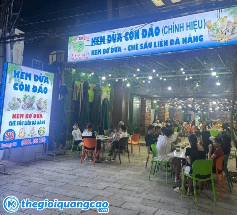 Mẫu bảng hiệu kem tươi, kem dừa c&ocirc;n đảo