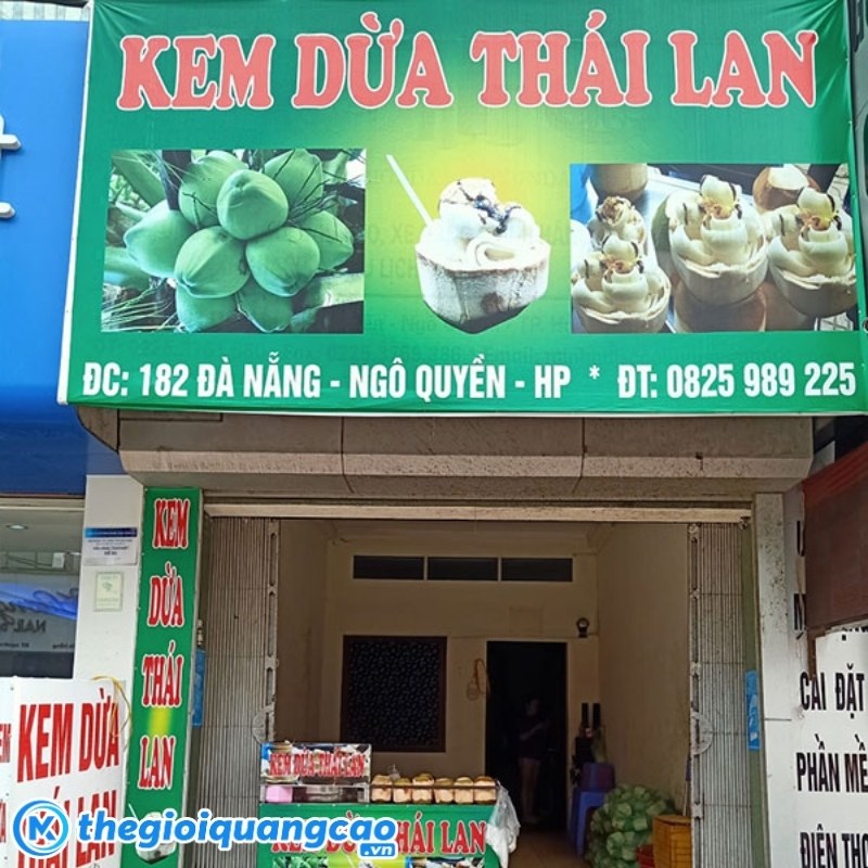 Bảng hiệu kem tươi chất liệu bạt Hiflex