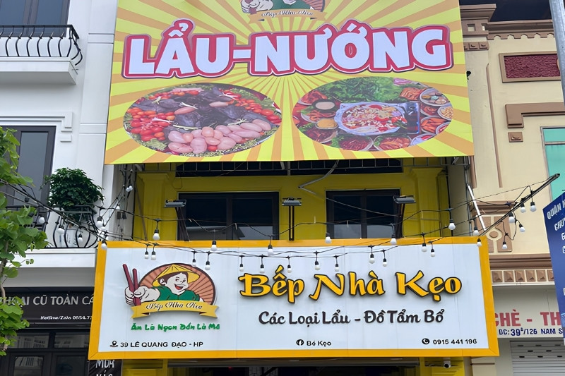 Mẫu bảng hiệu lẩu nướng Bếp Nh&agrave; Kẹo
